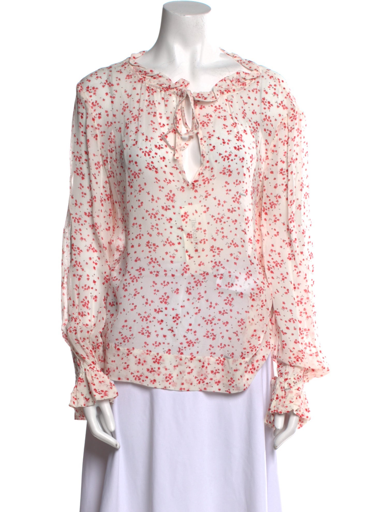 Ganni Floral Print V-Neck Blouse