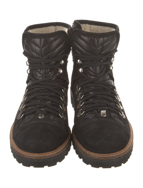 Ganni Suede Colorblock Pattern Combat Boots