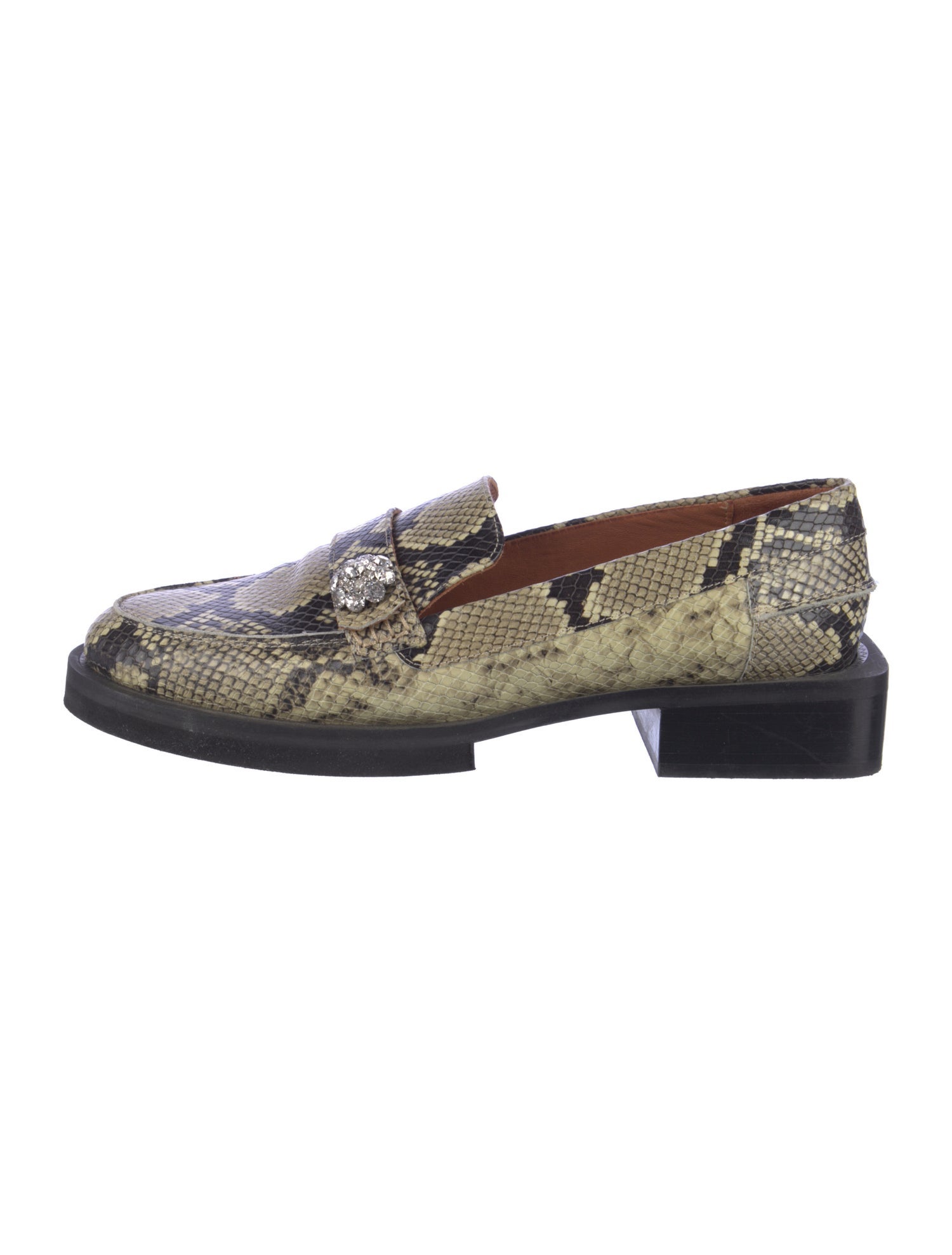 Ganni Leather Animal Print Loafers