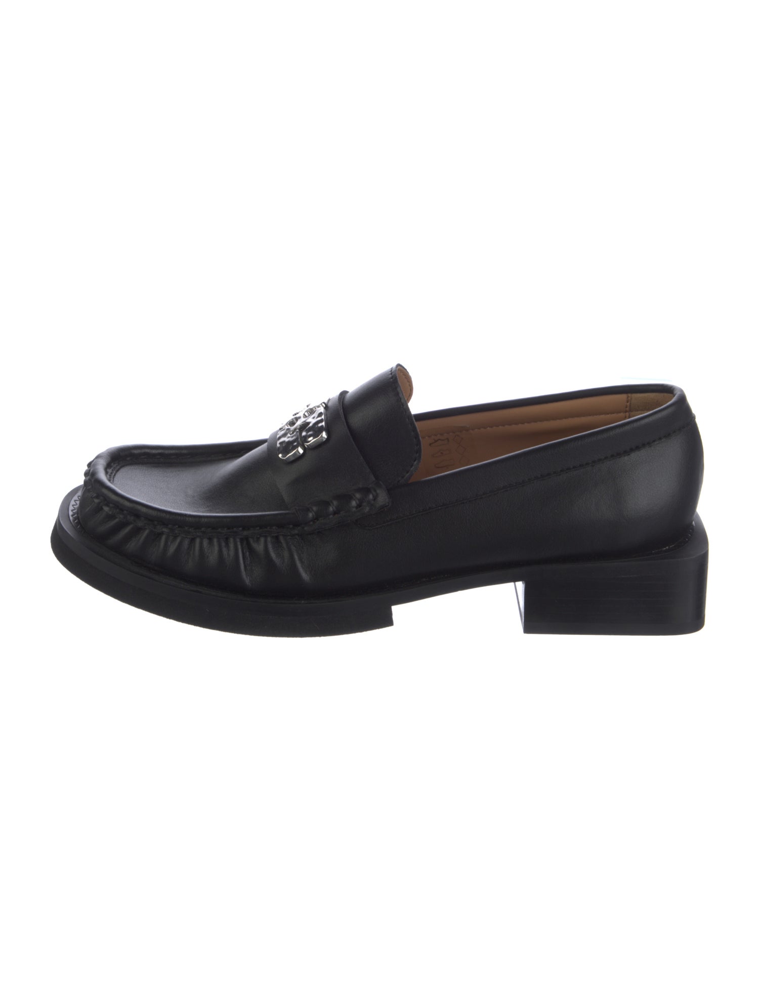 Ganni Leather Crystal Embellishments Loafers