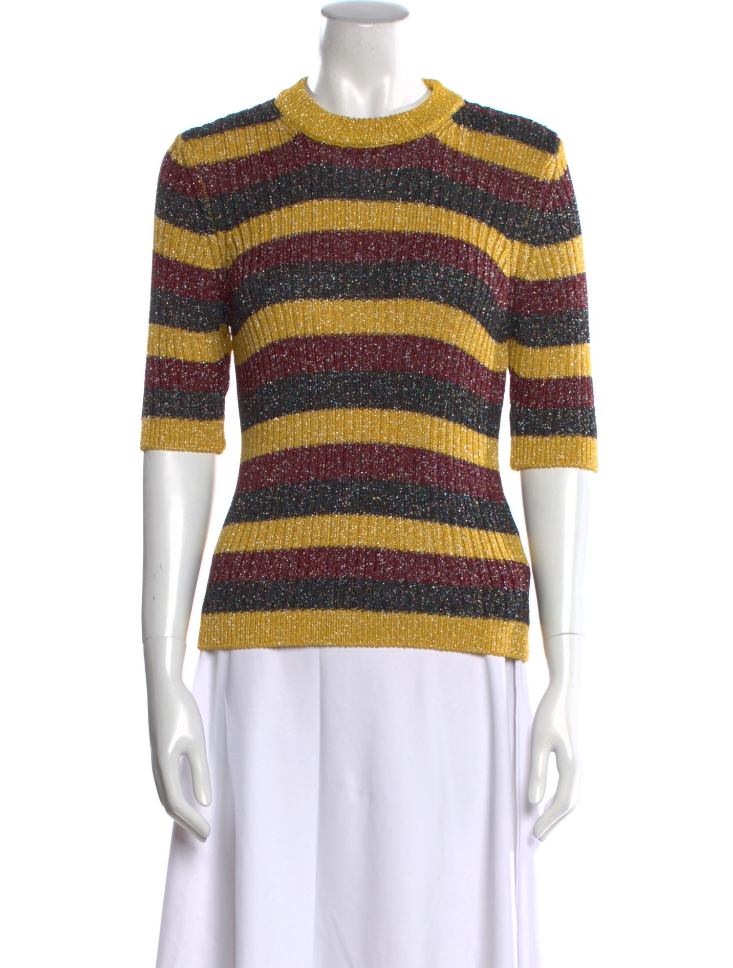 Ganni Striped Crew Neck Sweater