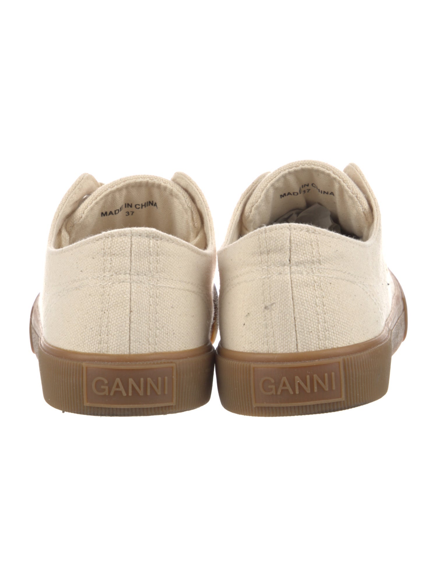 Ganni Canvas Embroidered Accent Sneakers