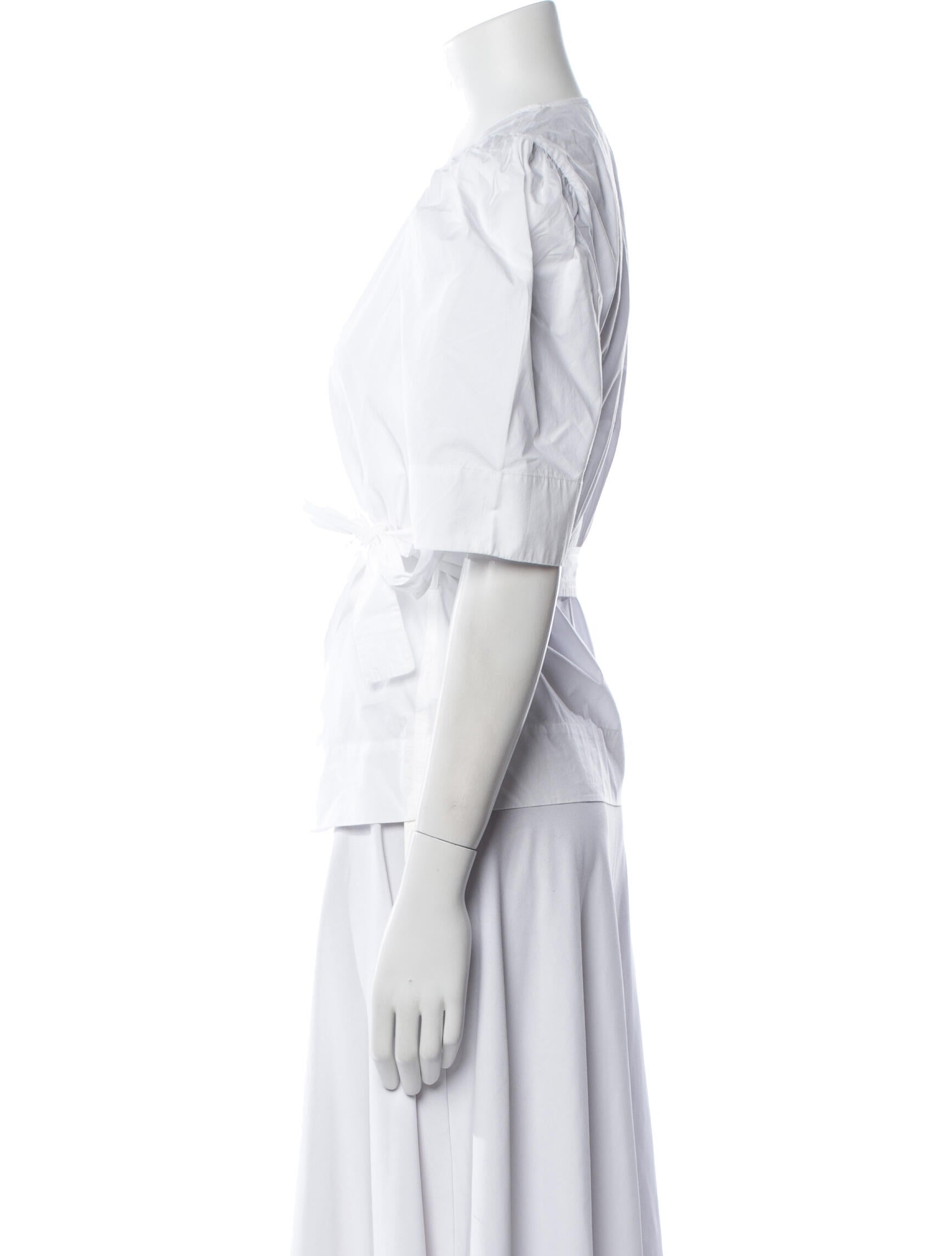 Ganni V-Neck Short Sleeve Blouse