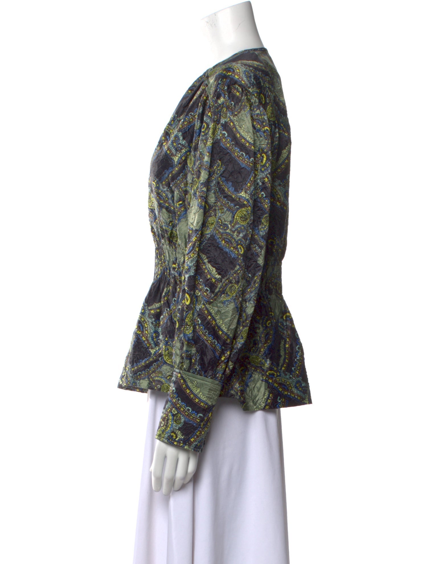 Ganni Printed V-Neck Blouse