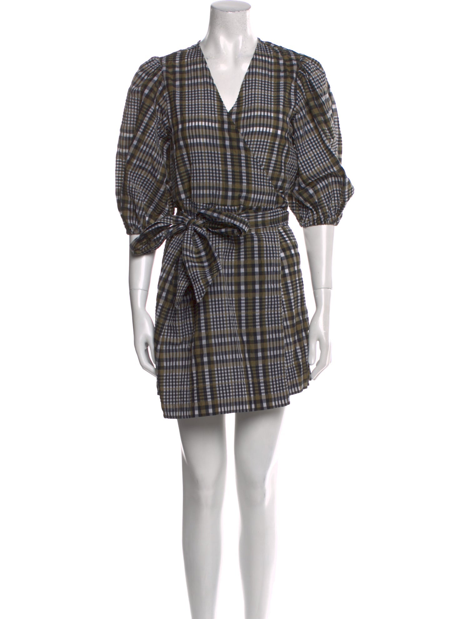 Ganni Plaid Print Mini Dress