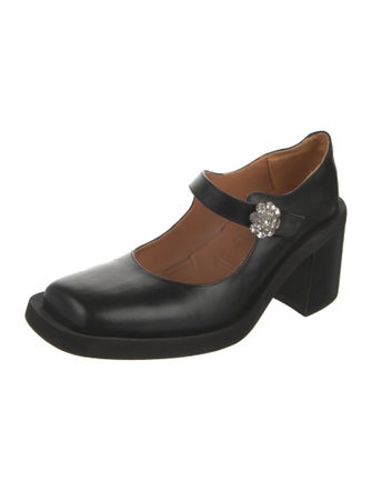 Ganni Leather Crystal Embellishments Pumps