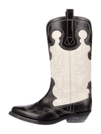 Ganni Leather Patterned Boots
