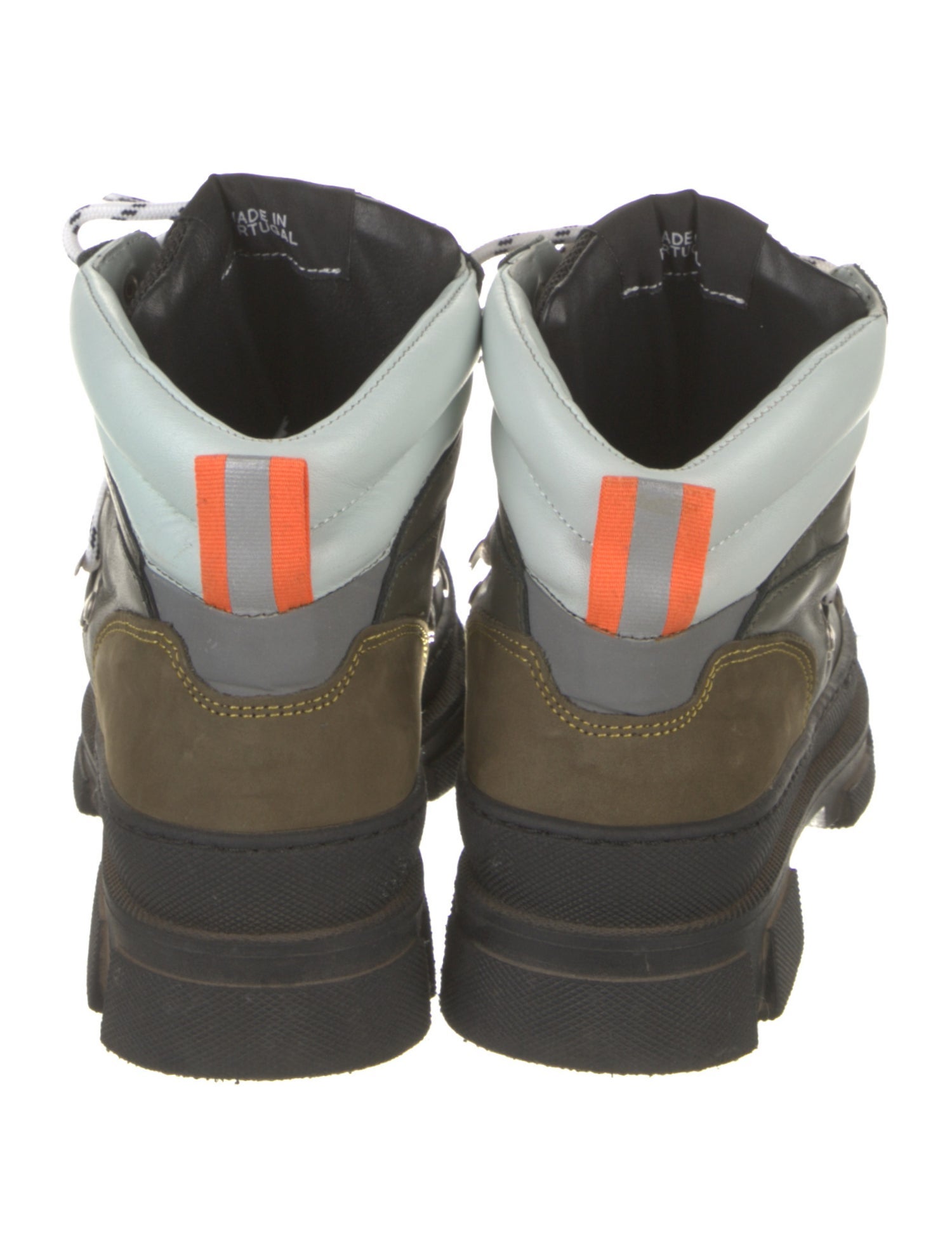 Ganni Leather Colorblock Pattern Hiking Boots