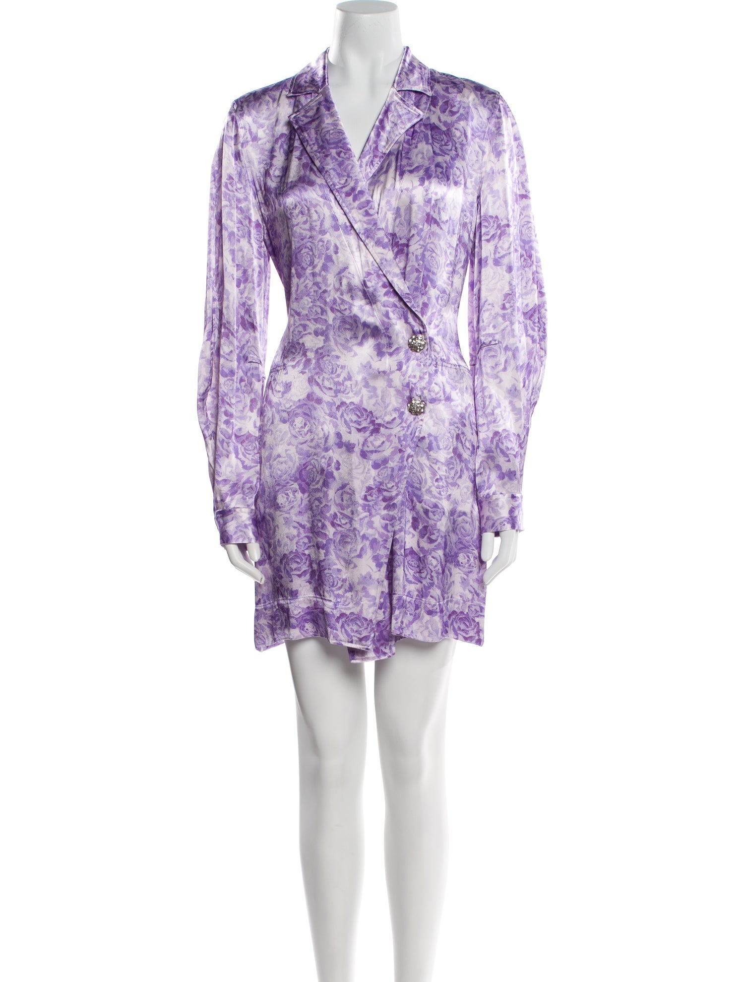 Ganni Floral Print Crystal Embellishments Robe