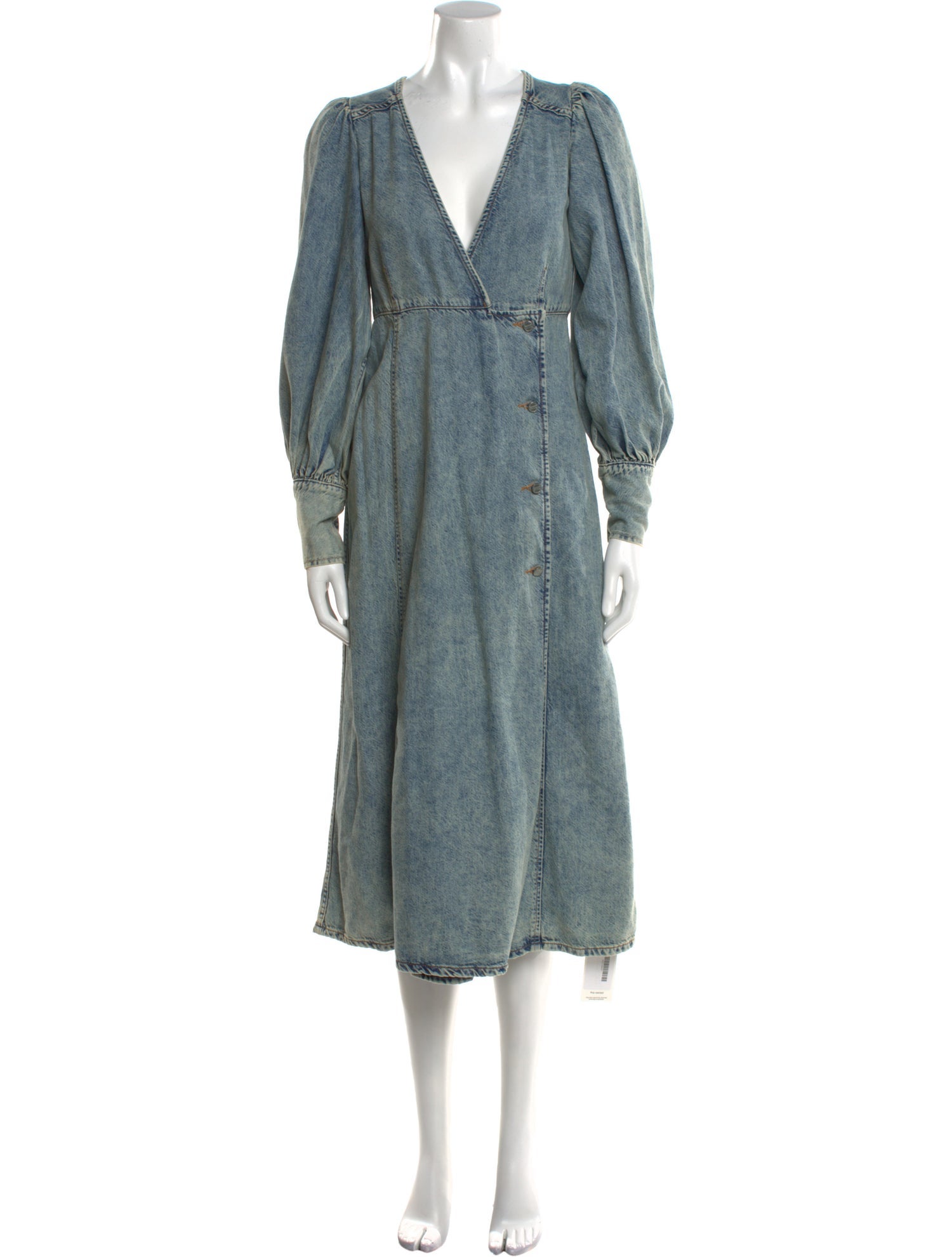 Ganni V-Neck Midi Length Dress