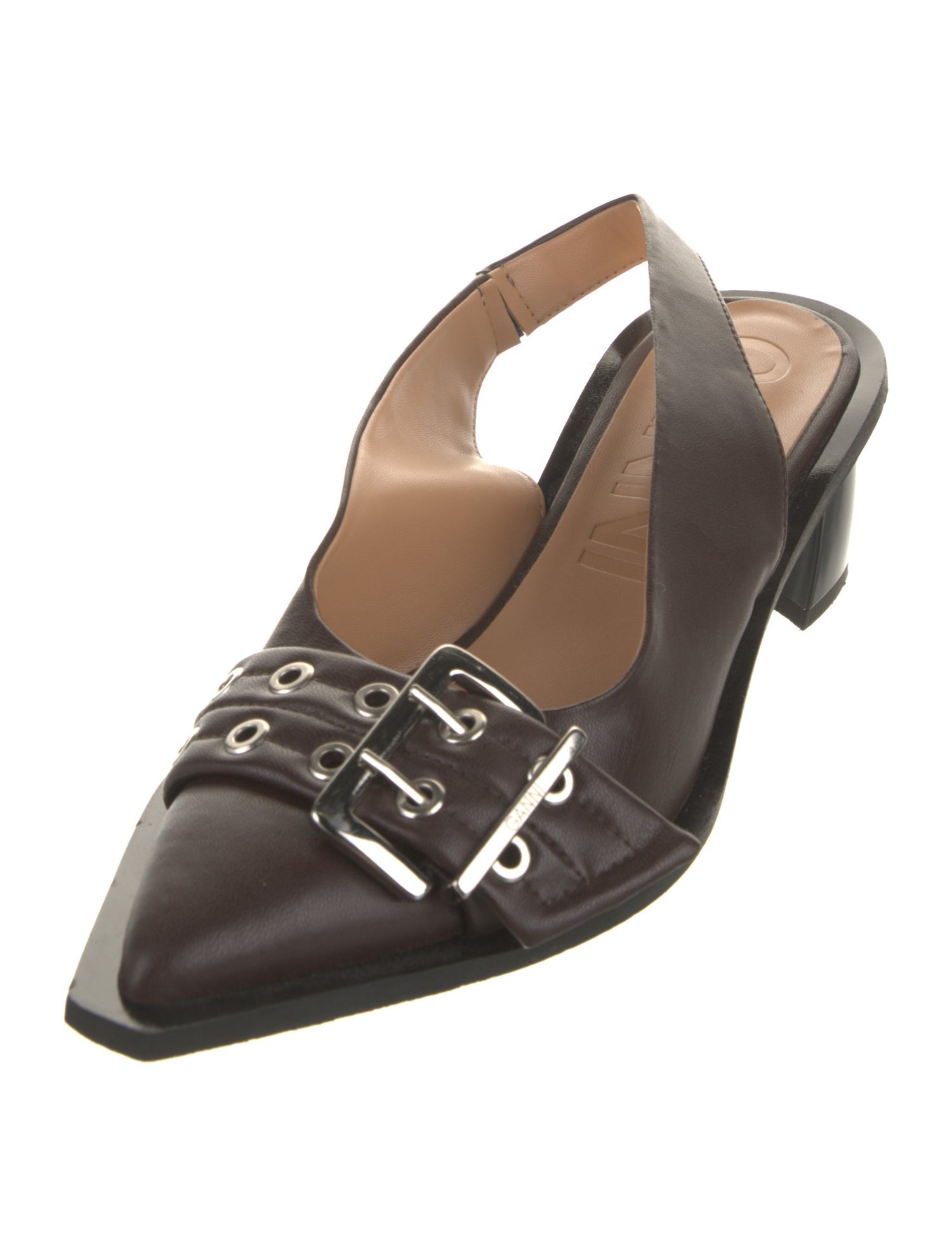 Ganni Leather Slingback Pumps