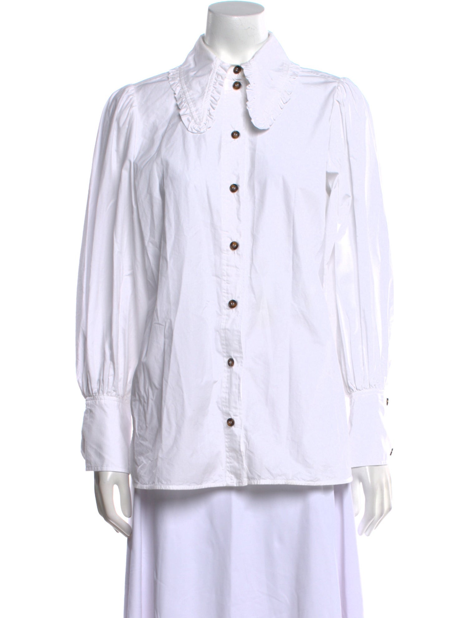 Ganni Long Sleeve Button-Up Top