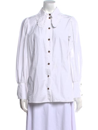 Ganni Long Sleeve Button-Up Top