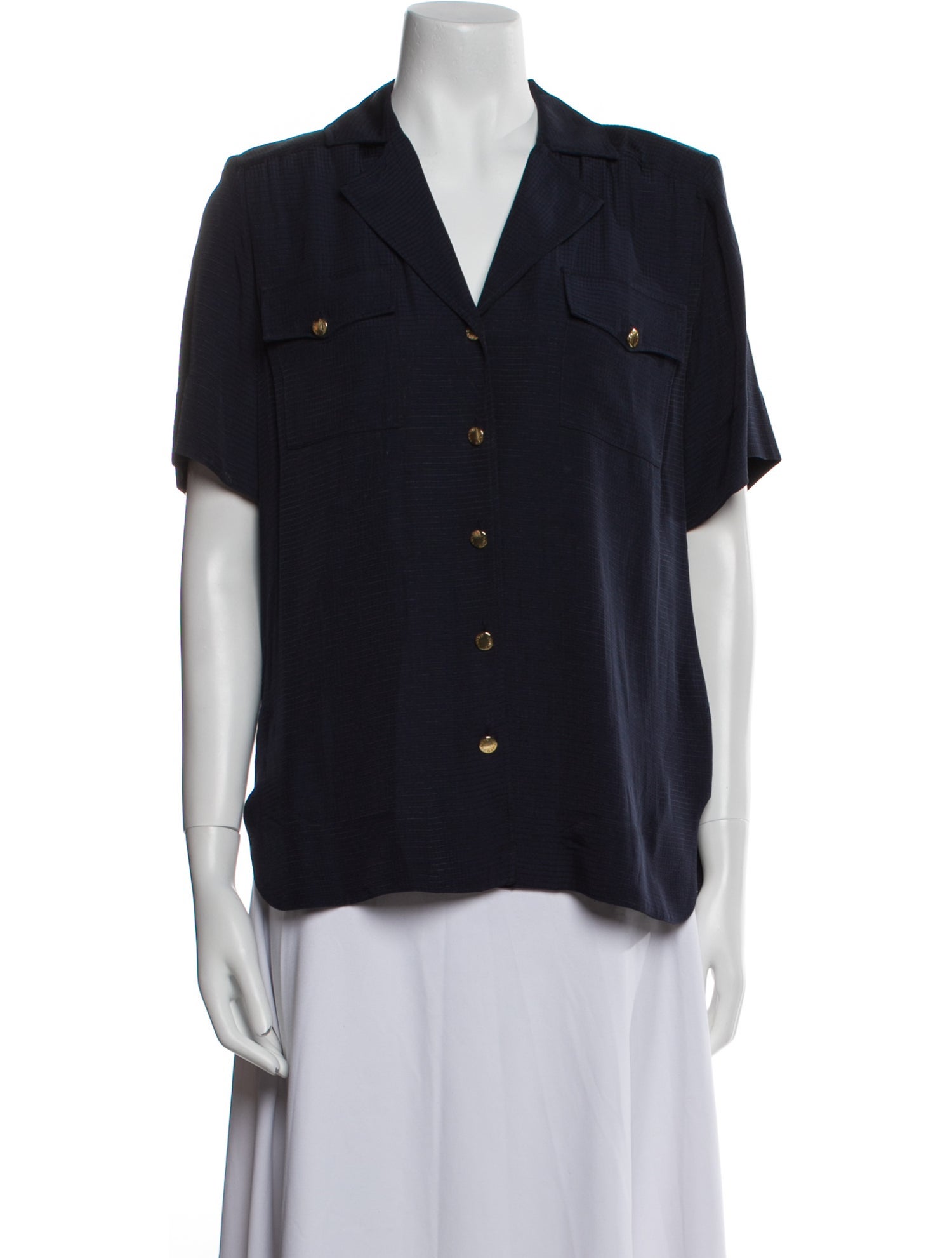 Ganni Short Sleeve Button-Up Top