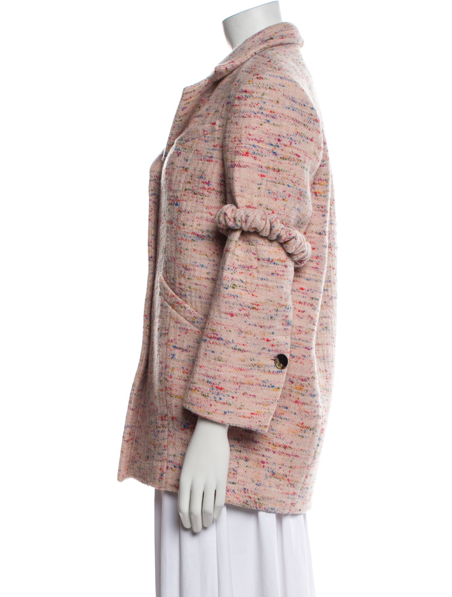 Ganni Wool Tweed Pattern Peacoat