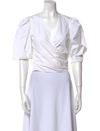 Ganni V-Neck Short Sleeve Crop Top