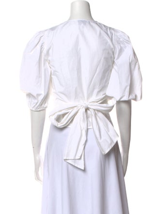 Ganni V-Neck Short Sleeve Crop Top