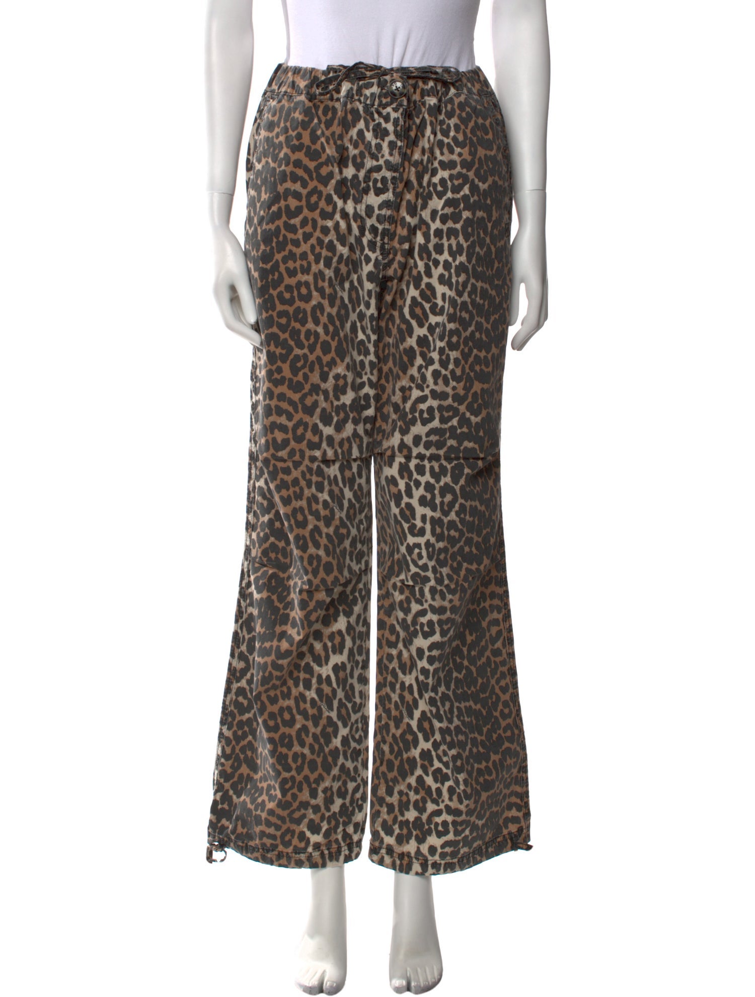 Ganni Animal Print Wide Leg Pants