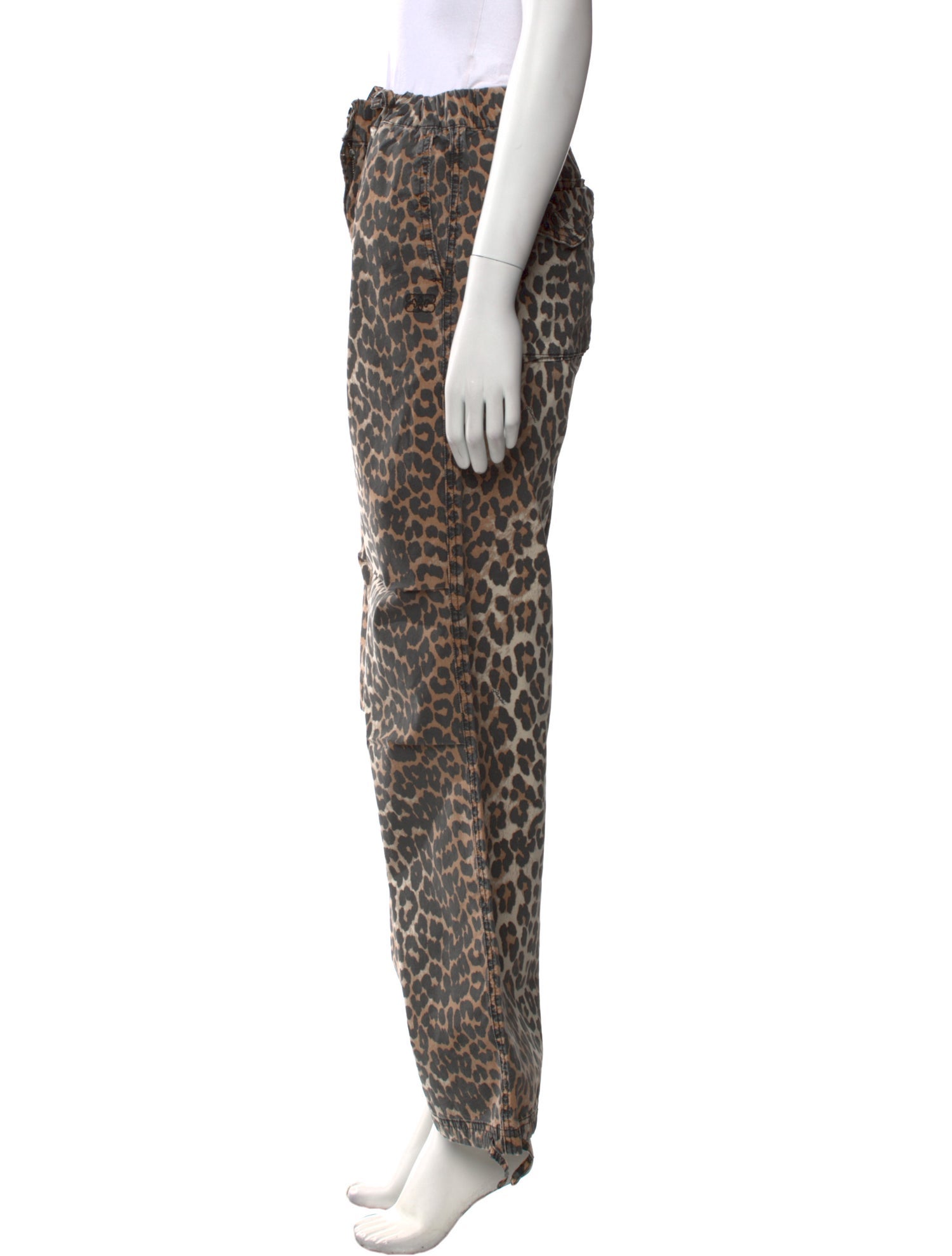 Ganni Animal Print Wide Leg Pants