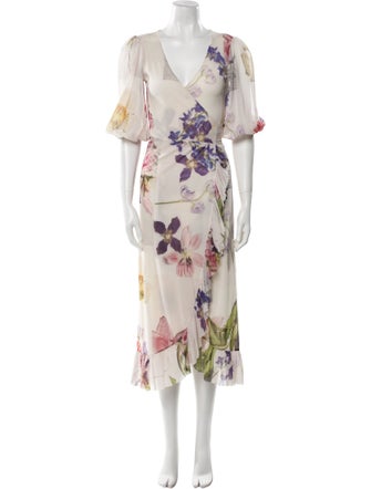Ganni Floral Print Midi Length Dress