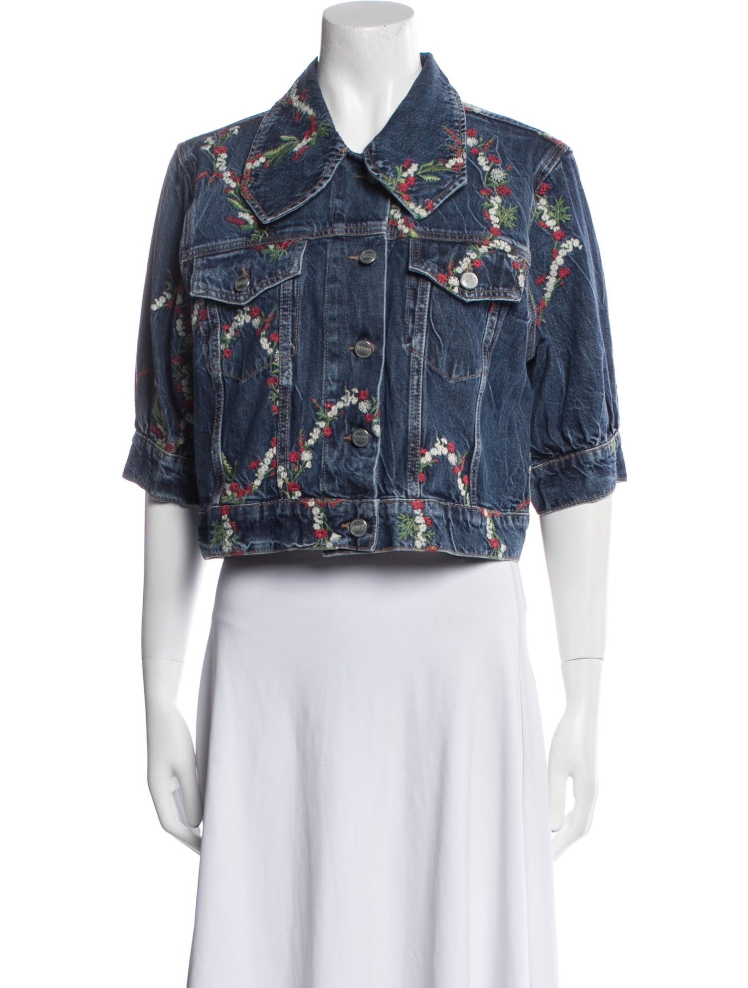 Ganni Floral Print Denim Jacket w/ Tags