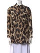 Ganni Linen Animal Print Button-Up Top