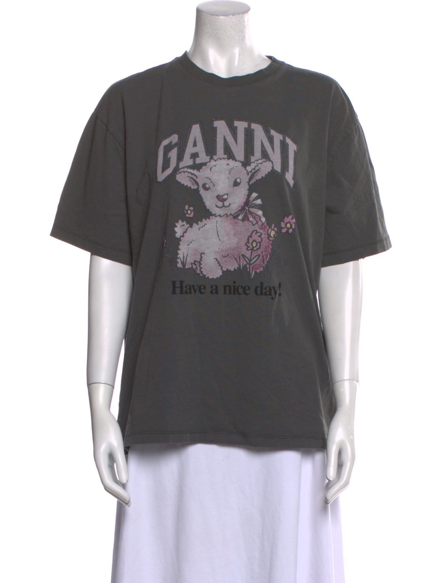 Ganni Graphic Print Crew Neck T-Shirt