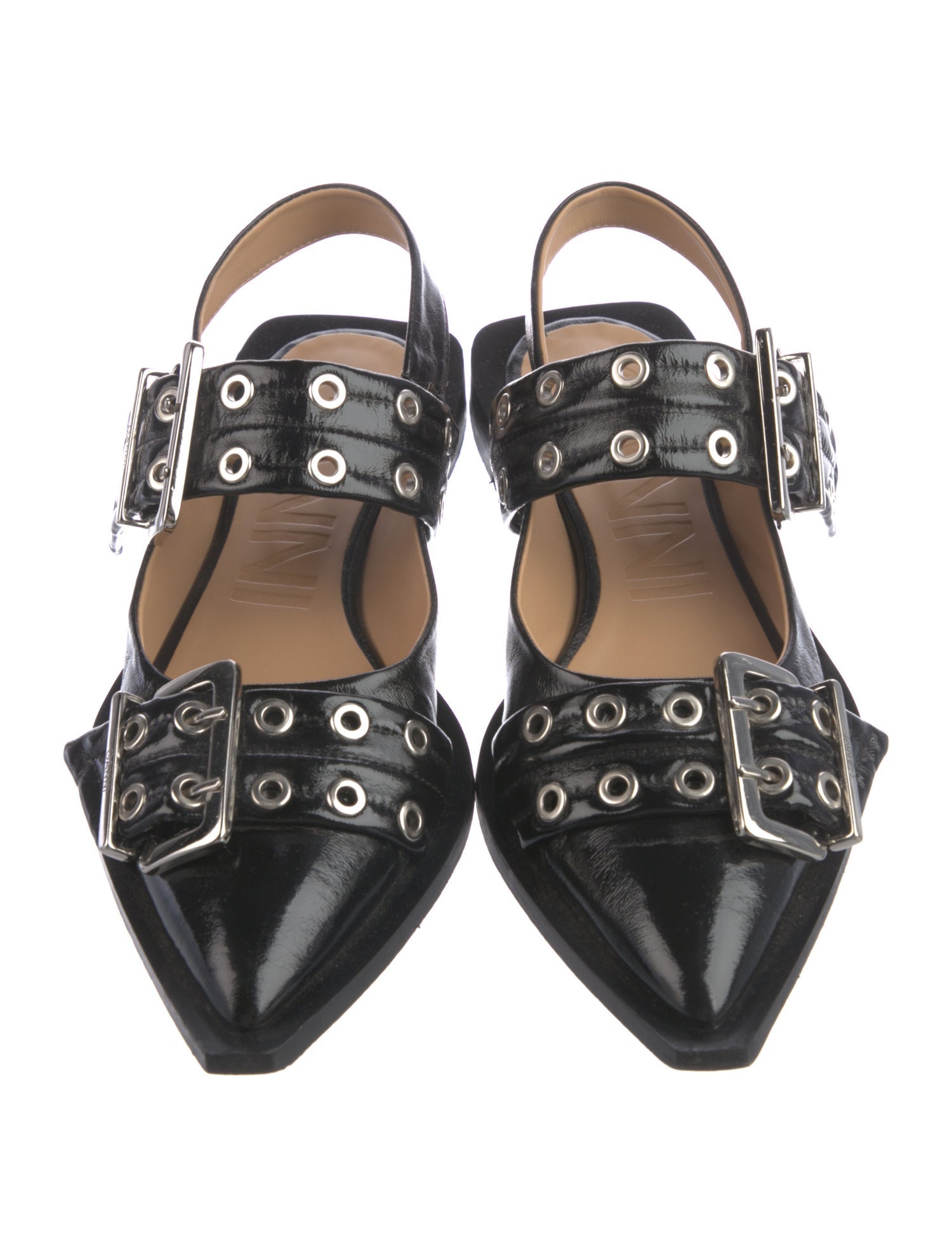 Ganni Patent Leather Slingback Flats