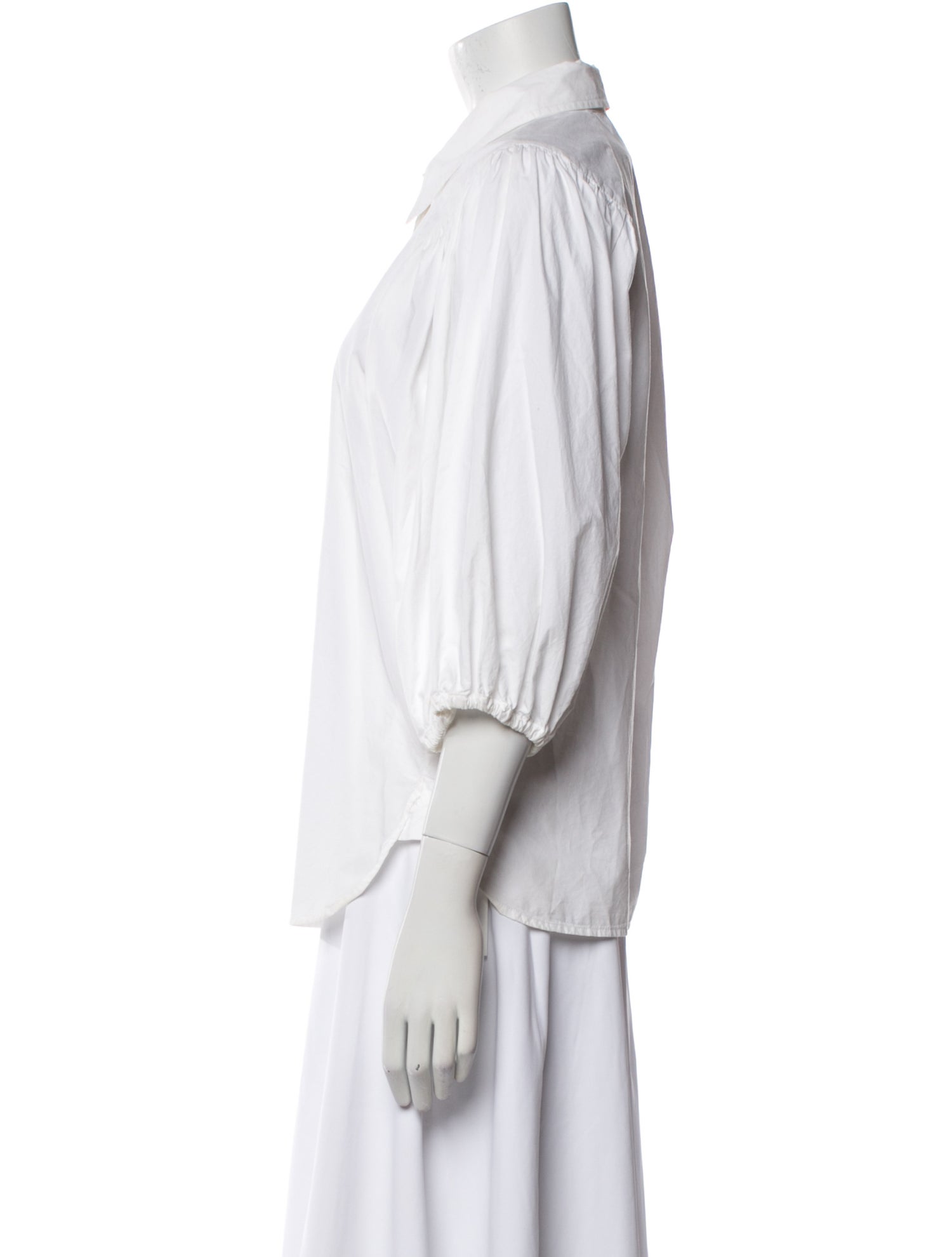 Ganni Three-Quarter Sleeve Button-Up Top