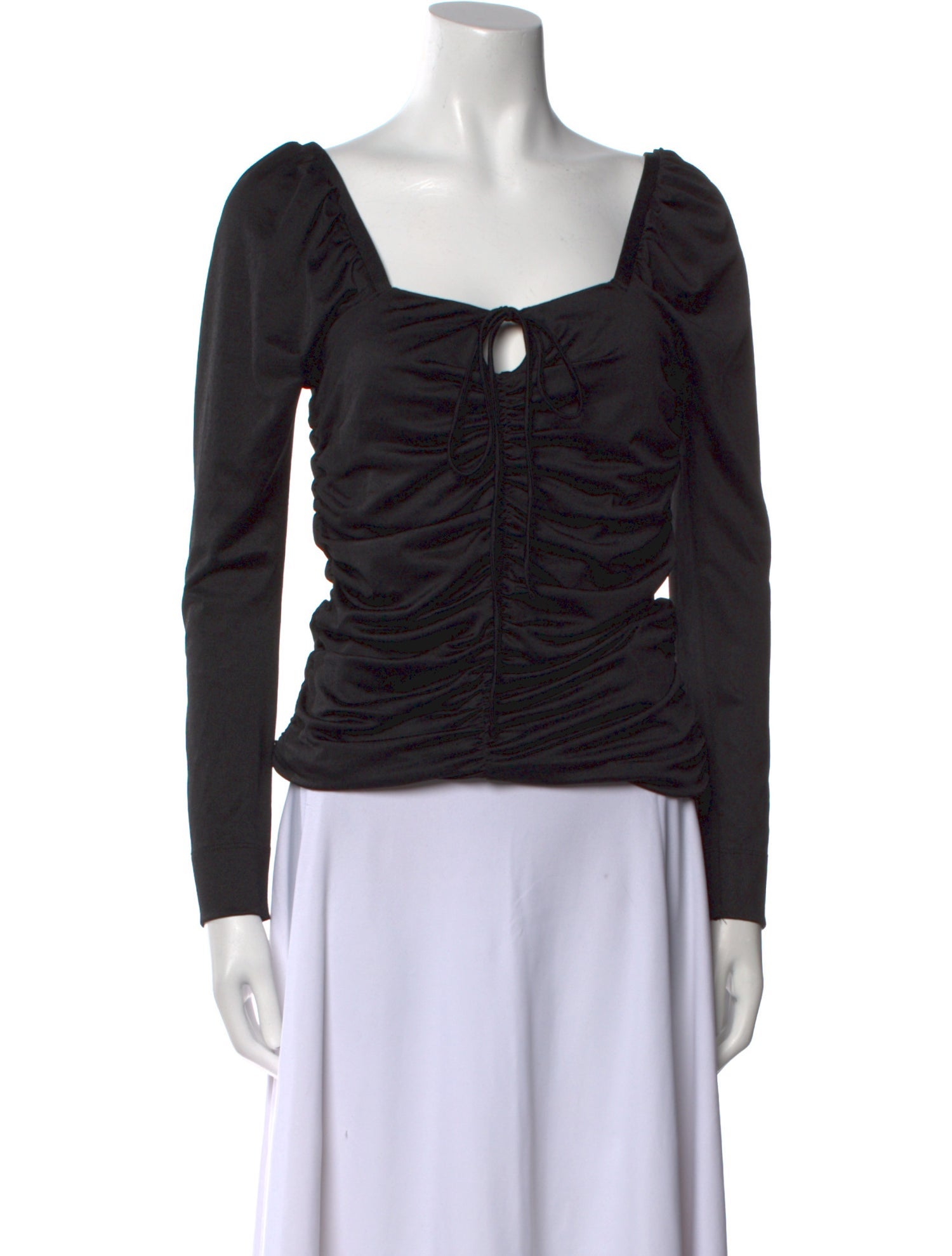 Ganni Square Neckline Long Sleeve Top