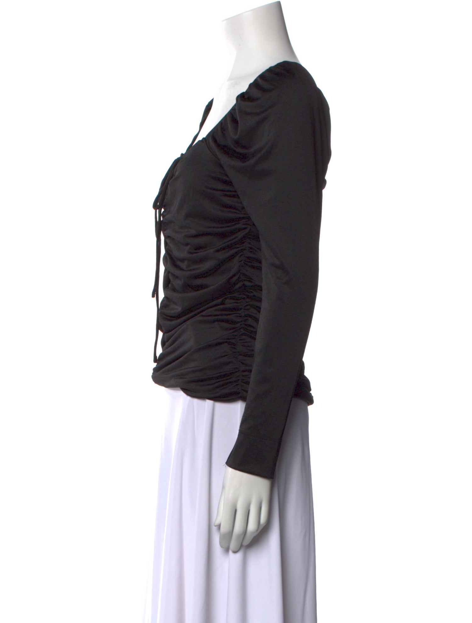 Ganni Square Neckline Long Sleeve Top