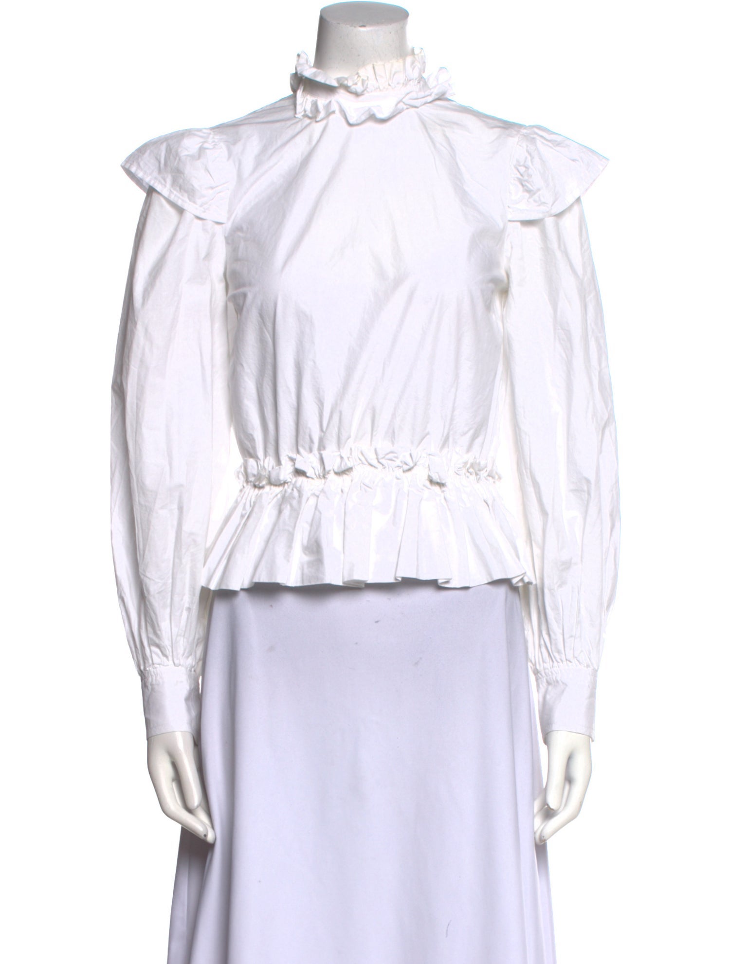 Ganni Mock Neck Long Sleeve Crop Top