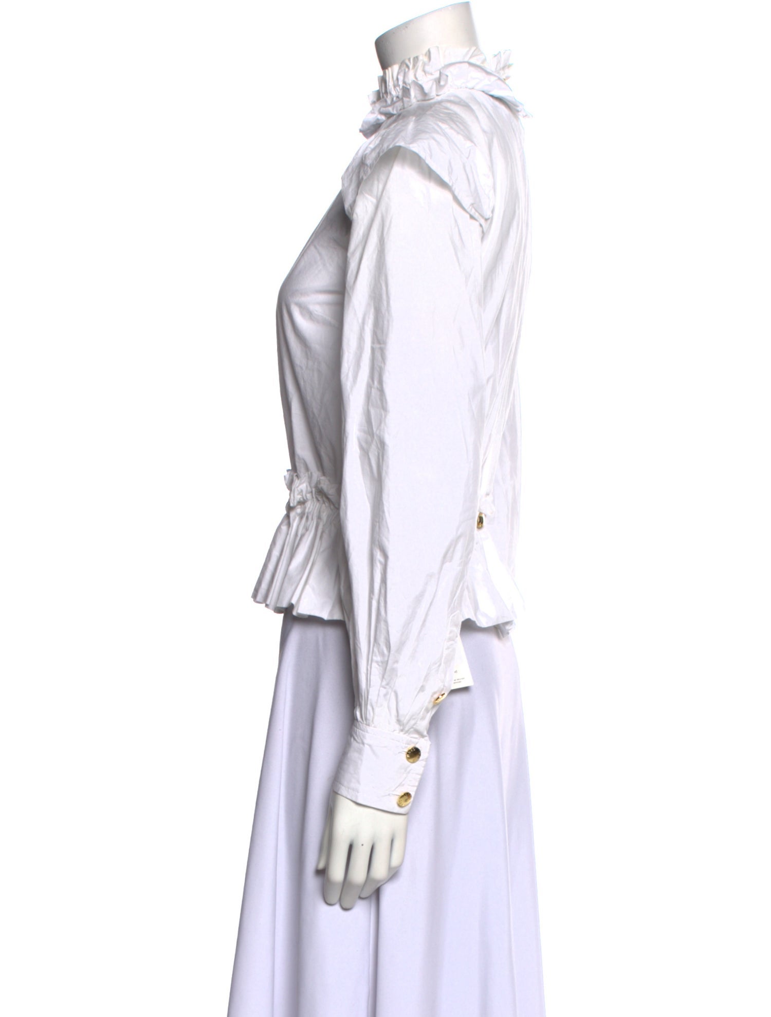 Ganni Mock Neck Long Sleeve Crop Top