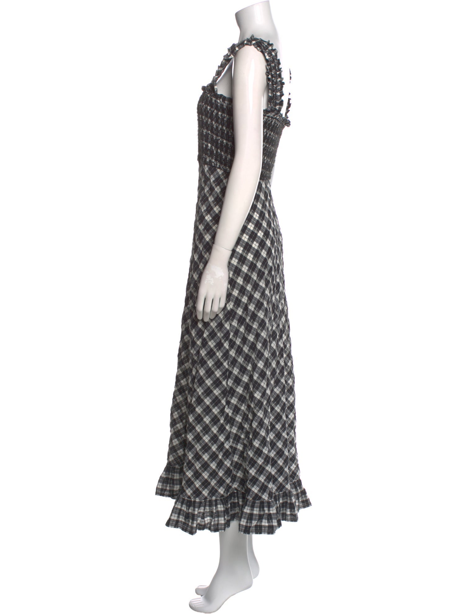 Ganni Plaid Print Long Dress