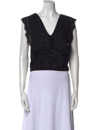 Ganni V-Neck Sleeveless Crop Top