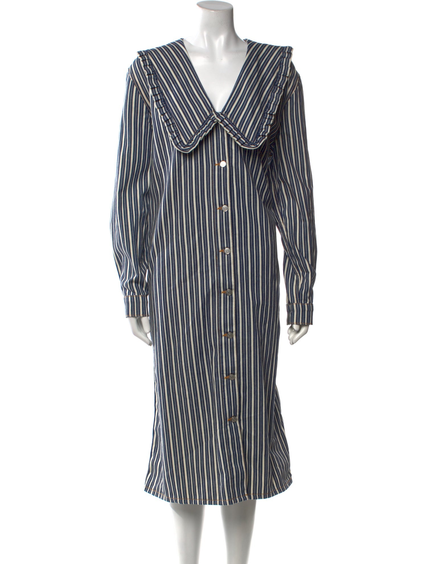 Ganni Striped Midi Length Dress w/ Tags