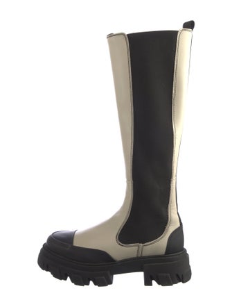 Ganni Leather Colorblock Pattern Boots