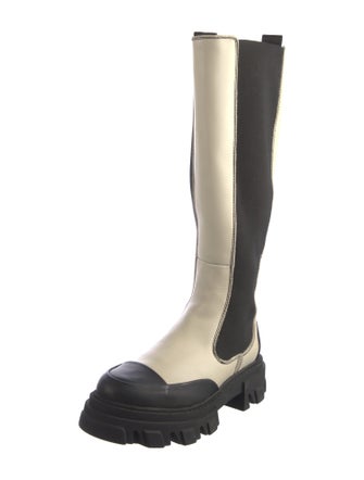 Ganni Leather Colorblock Pattern Boots