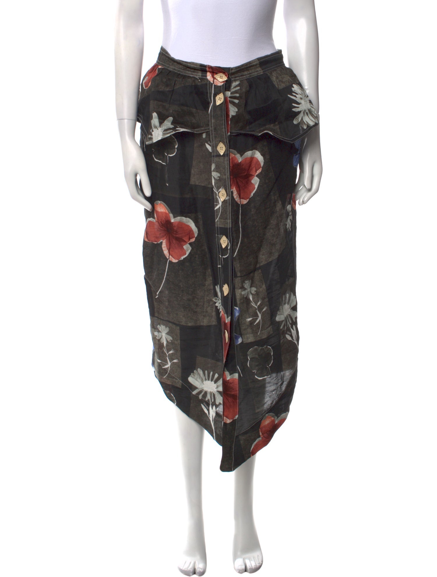 Ganni Linen Midi Length Skirt