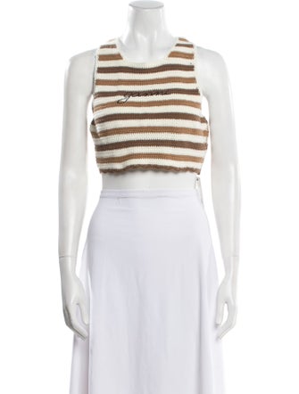 Ganni Striped Square Neckline Crop Top