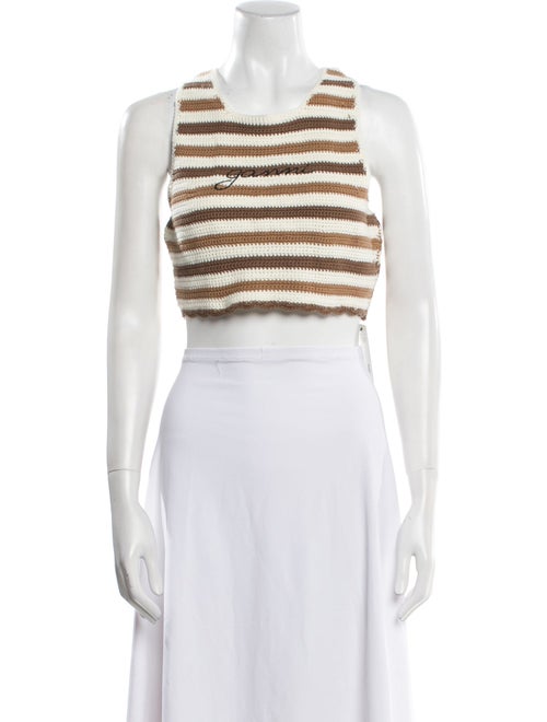 Ganni Striped Square Neckline Crop Top
