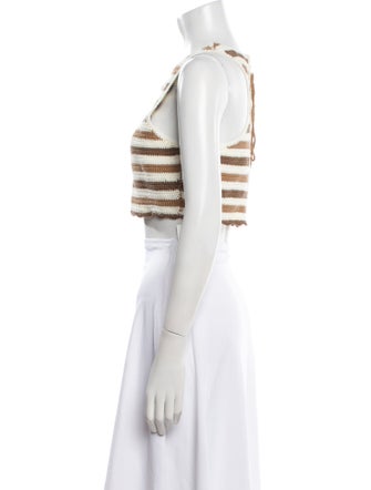 Ganni Striped Square Neckline Crop Top