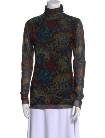 Ganni Floral Print Turtleneck Top