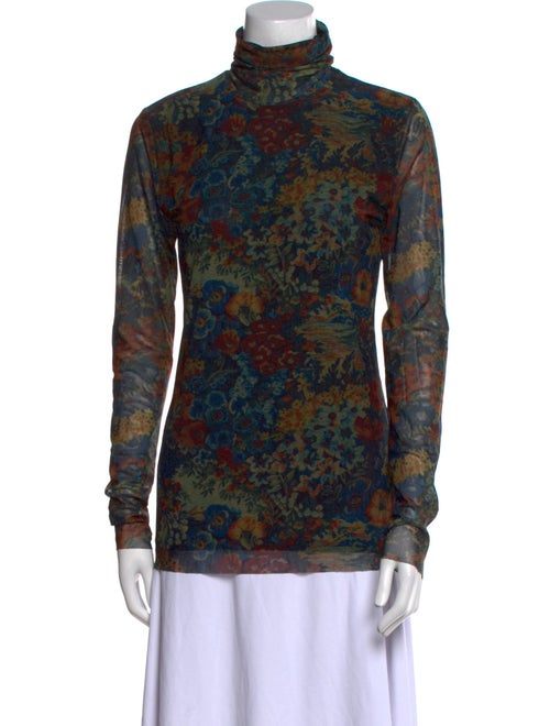 Ganni Floral Print Turtleneck Top