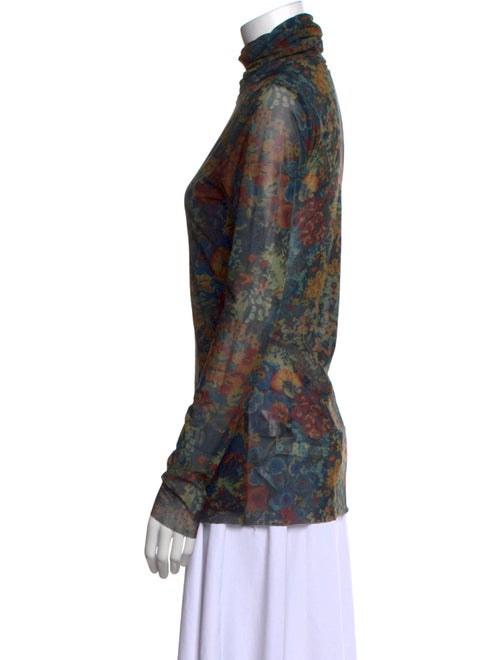 Ganni Floral Print Turtleneck Top