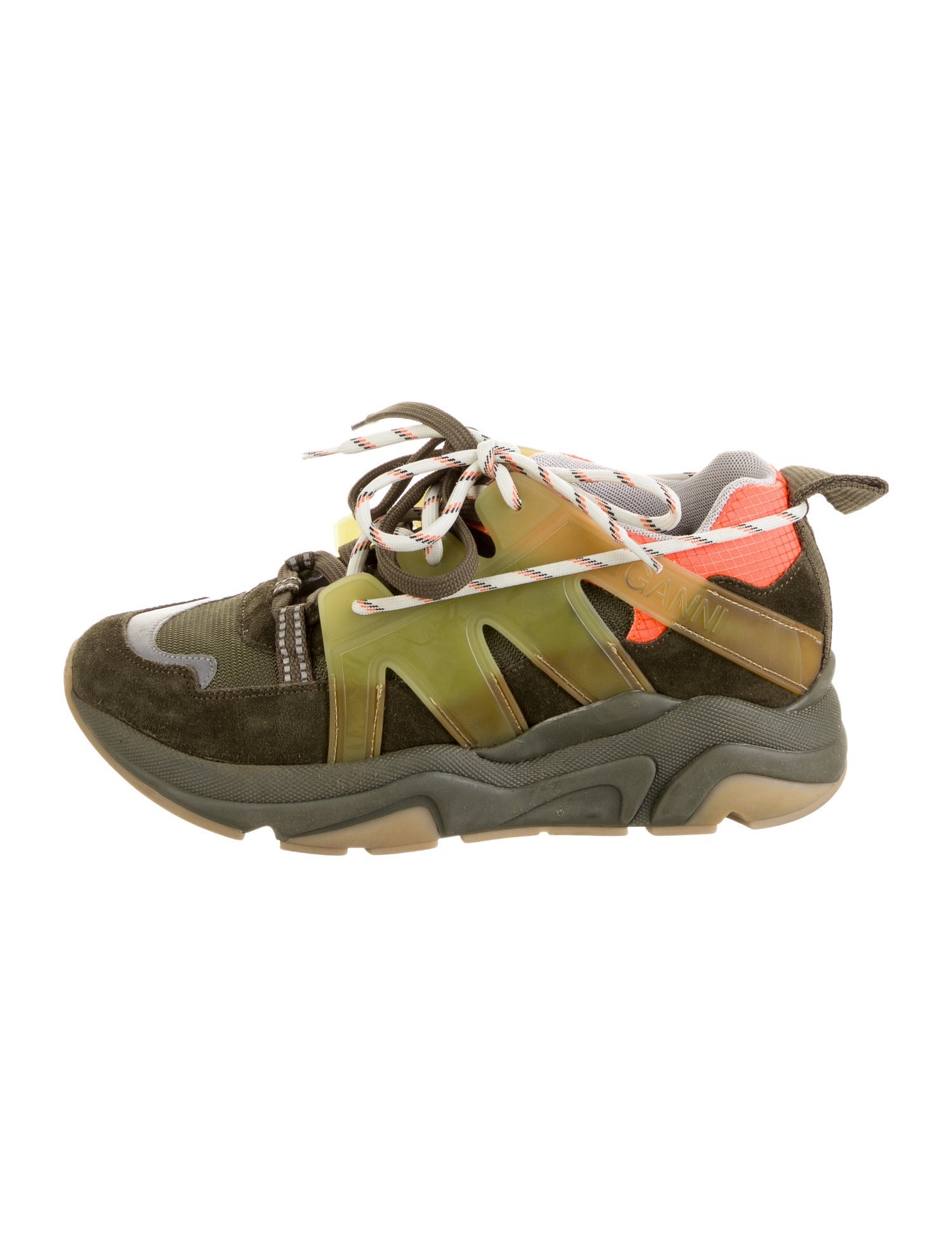 Ganni Suede Printed Athletic Sneakers