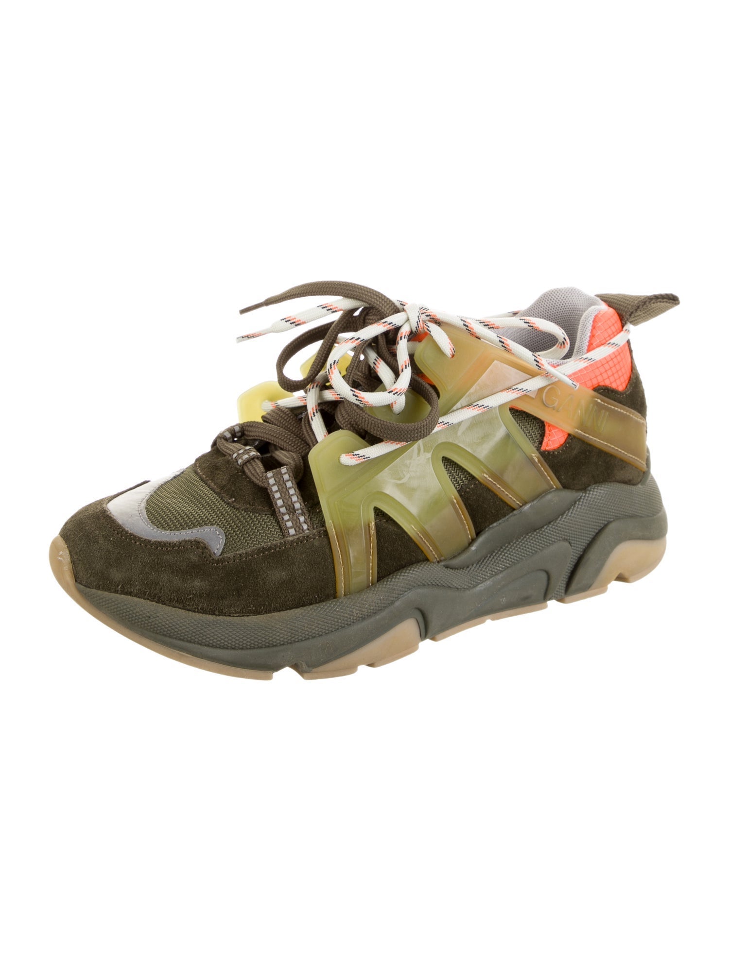 Ganni Suede Printed Athletic Sneakers