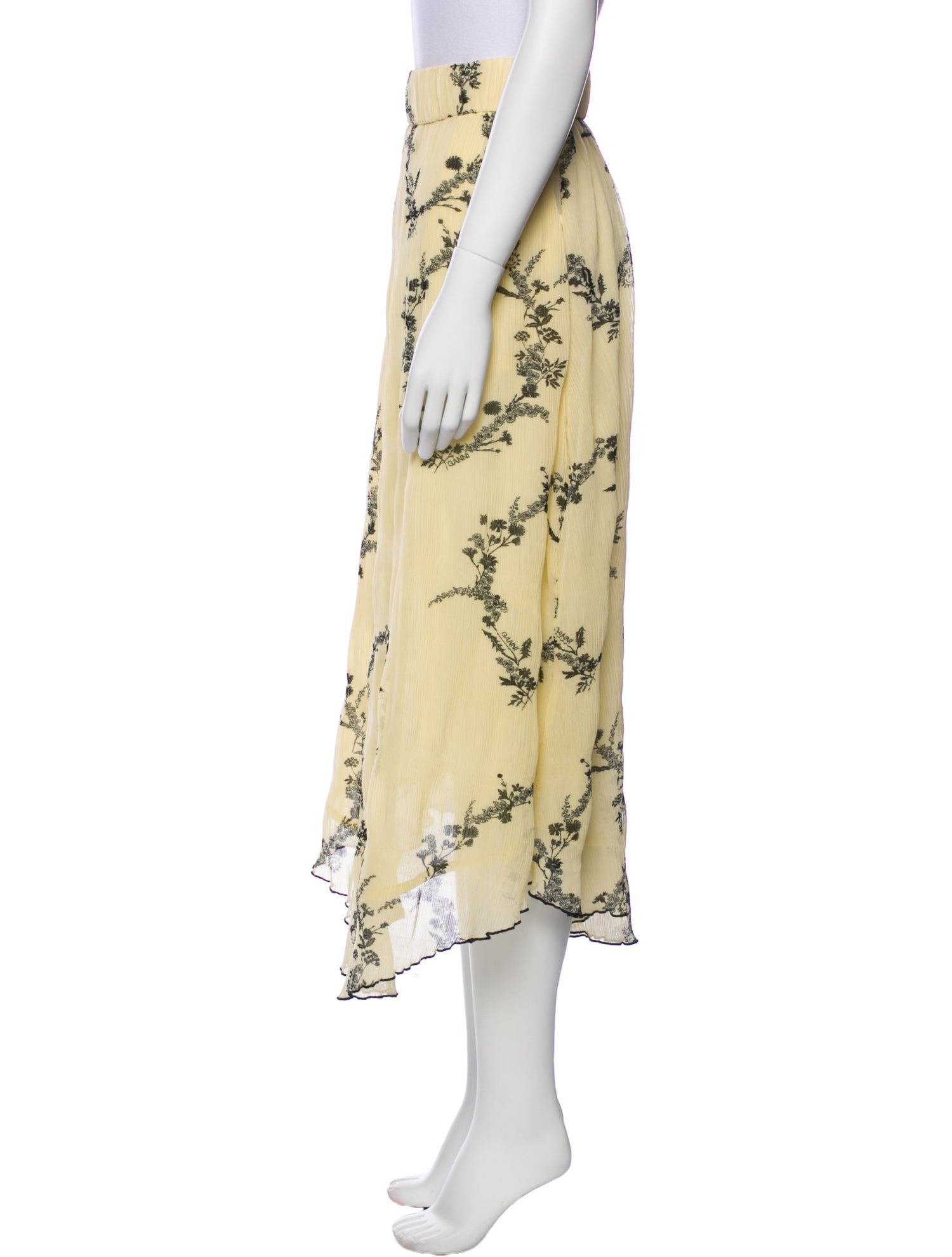 Ganni Floral Print Midi Length Skirt