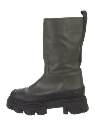 Ganni Leather Colorblock Pattern Rain Boots