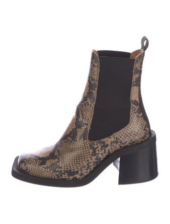 Ganni Embossed Leather Animal Print Chelsea Boots